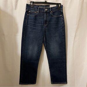 NWT American Eagle Super High Rise Ankle Straight Leg Jeans Dark Wash 10 Short